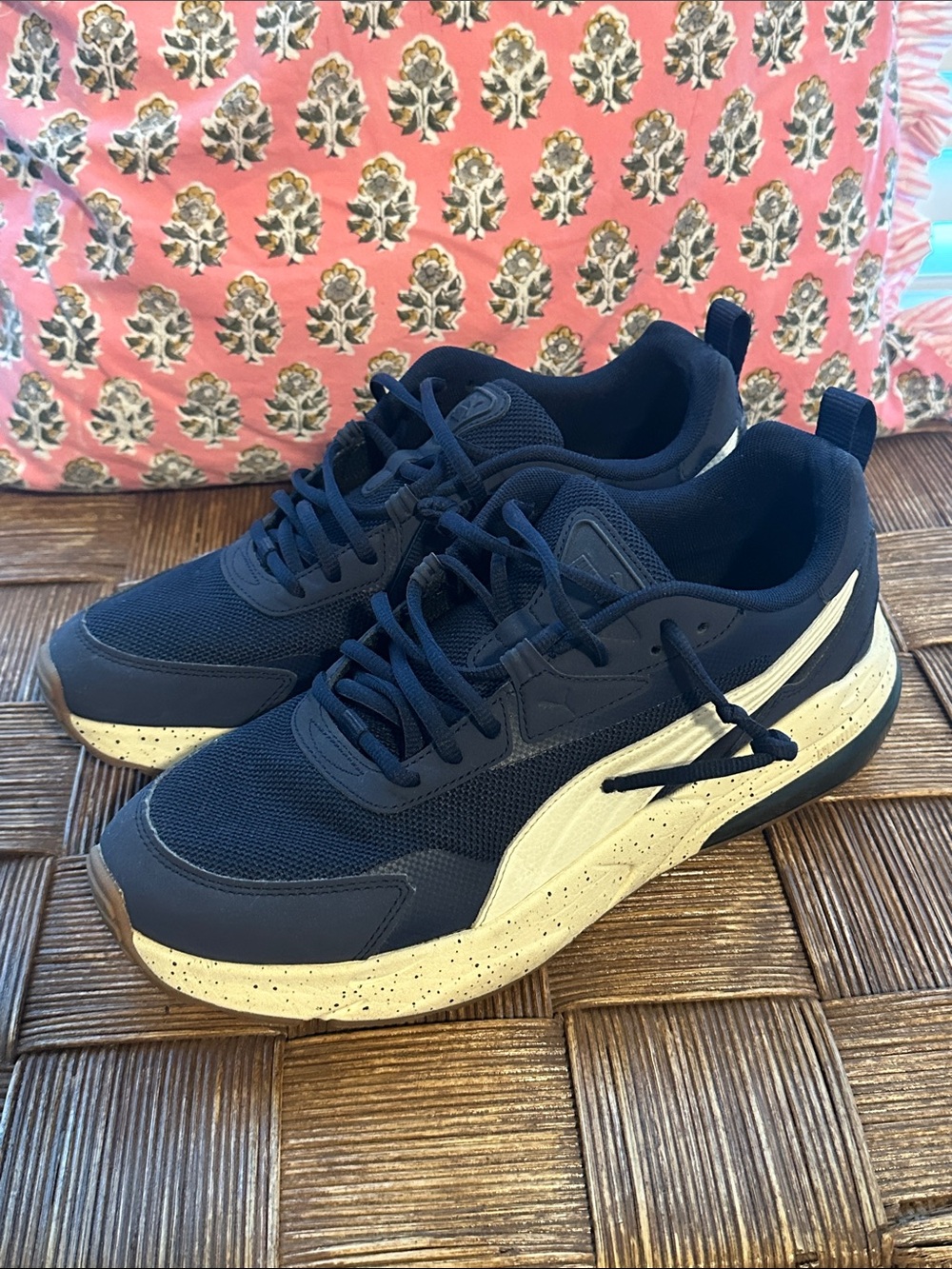 Puma Navy and Cream Men's Sneakers